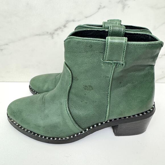 Jeffrey Campbell Womens Konda Ankle Boot Booties Size 7 Leather Western Green - Picture 4 of 10